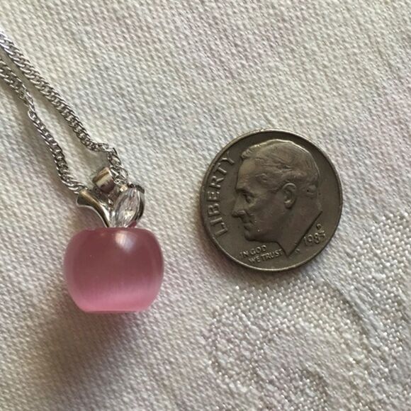 Pink Opal Apple Pendant Necklace - Picture 2 of 3